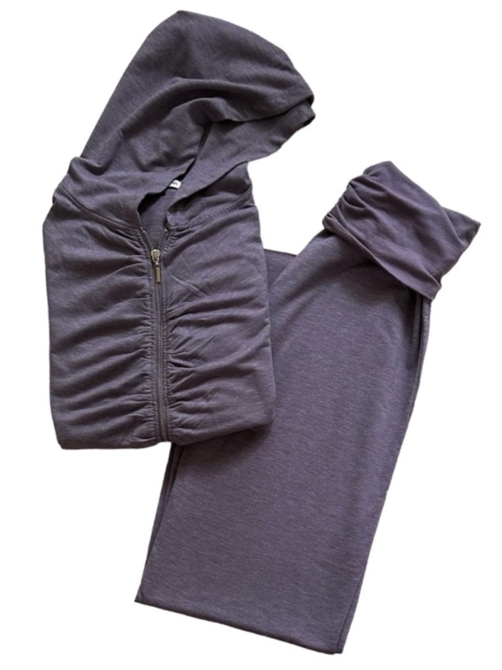 American Buddha Slate Blue Zip Hooded Jacket & Wide Leg Yoga Pants Size Medium